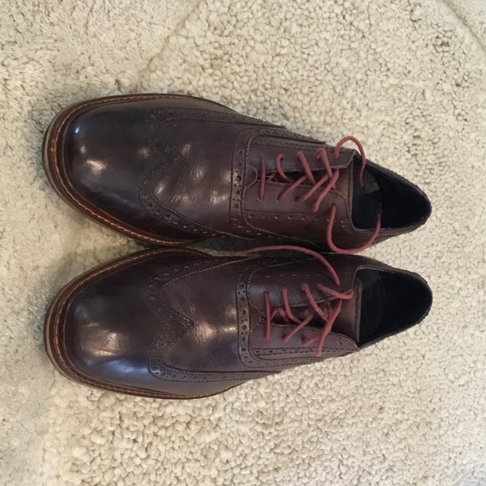 Cole Haan Dark Brown Leather Oxfords with Red Laces